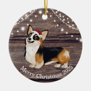 Cute Santa Hat Corgi Christmas   Ceramic Ornament