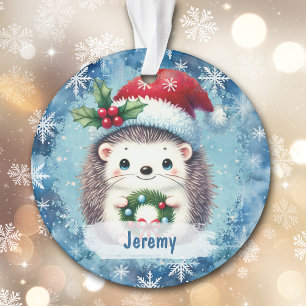 Cute Santa Hat Hedgehog Grandchild  Ornament