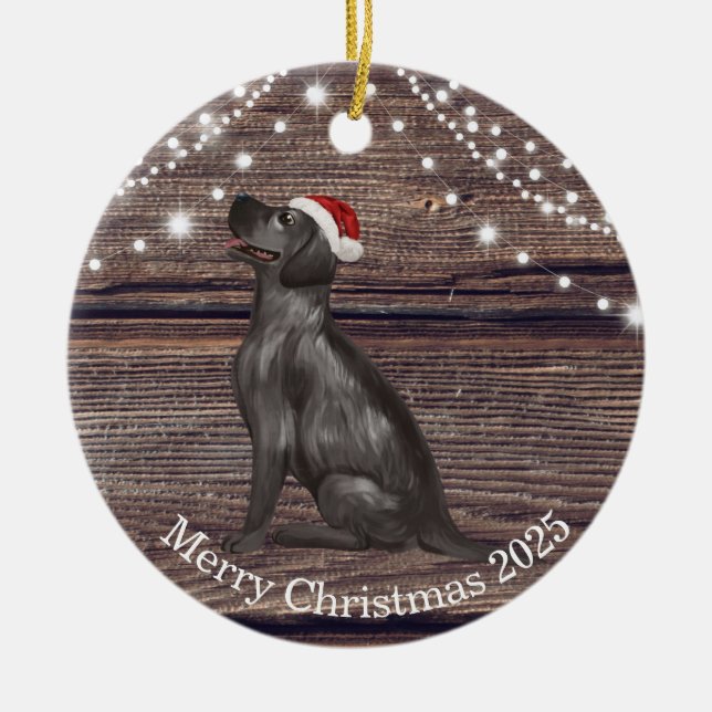 Cute Santa Hat Labrador Christmas  Ceramic   Ornament (Front)