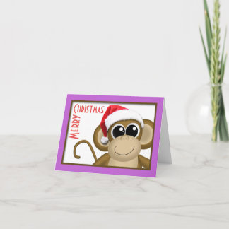 Cute Santa Hat Monkey "Merry Christmas" Card