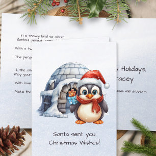 Cute Santa Hat Penguin Snowflakes Kids Christmas Holiday Card