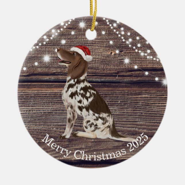 Cute Santa Hat Pointer Christmas   Ceramic Ornament (Front)