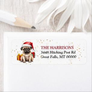 Cute Santa Hat Pug Puppy Gifts Return Address Return Address Label