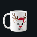 Cute Santa Hat Reindeer Christmas Mug<br><div class="desc">Cute Santa Hat Reindeer Christmas Mug</div>