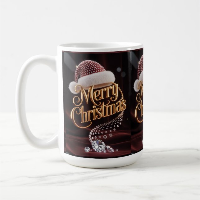 Cute Santa Hat & Typography Coffee Mug (Left)