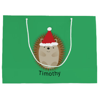 Cute Santa Hedgehog Large Gift Bag