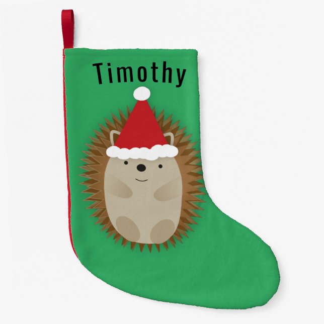 Cute Santa Hedgehog Small Christmas Stocking (Front)