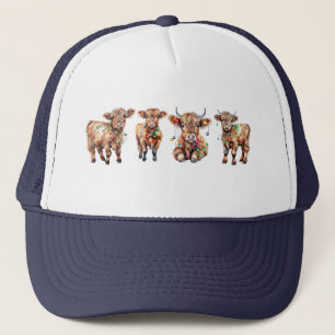 Cute Santa Highland Cows, Funny Mooey Christmas Trucker Hat