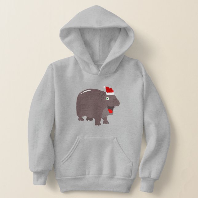 cute santa hippo christmas hippopotamus (Laydown)