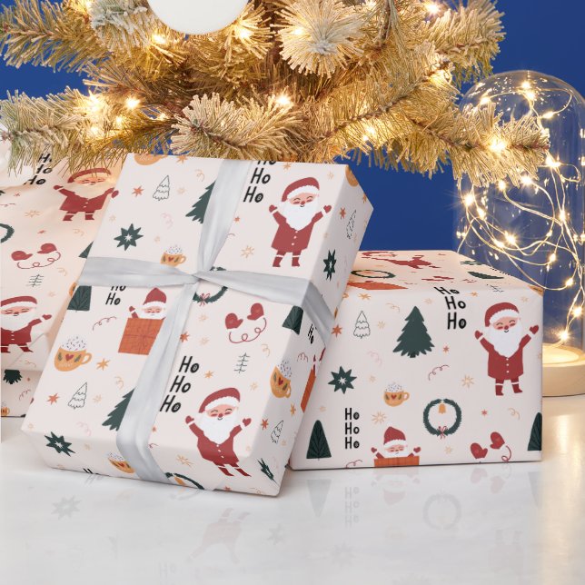 Cute Santa Ho Ho Ho Christmas Wrapping Paper (Holidays)