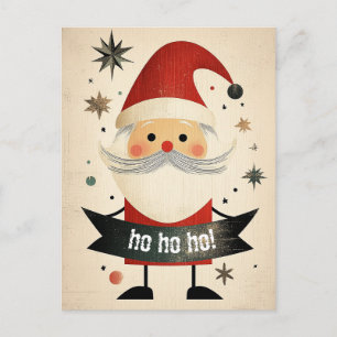 Cute Santa Holding a Customisable Banner Holiday Postcard