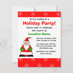 Cute Santa Holiday Party Invitation