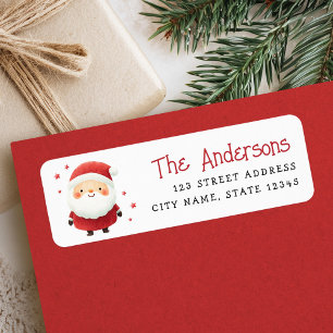 Cute Santa illustration Christmas return address Label