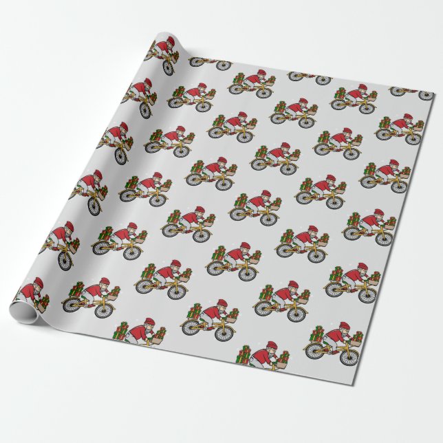 Cute Santa in Red Modern Christmas Pattern Wrapping Paper (Unrolled)