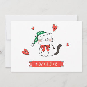 Cute Santa Kitty Cat Meowy Christmas Holiday Card