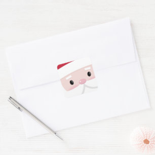 Cute Santa Klaus Face Square Sticker