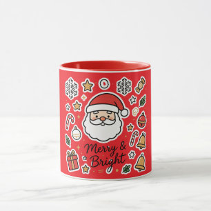 Cute Santa Merry & Bright Christmas Mug