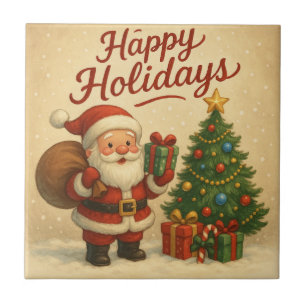 cute santa merry christmas ceramic tile