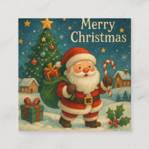 cute santa merry christmas enclosure card