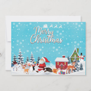 Cute Santa Merry Christmas Greeting Family Kids Ho Holiday Card