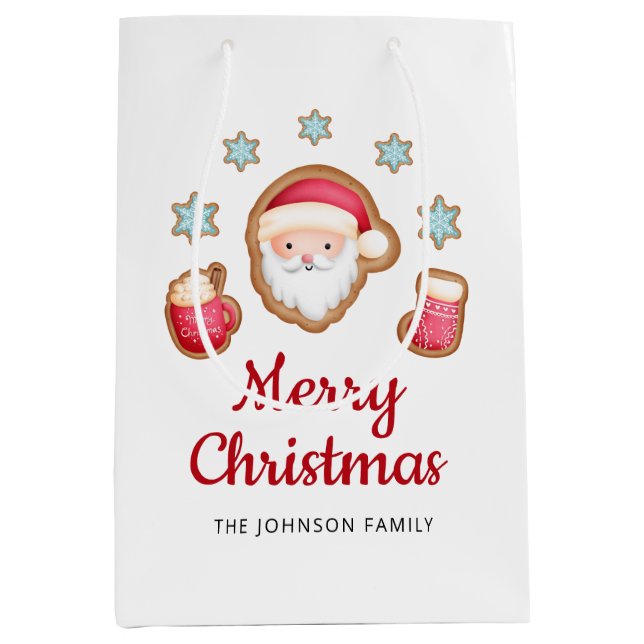Cute Santa Merry Christmas  Medium Gift Bag (Front)