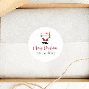 Cute Santa Merry Christmas Personalised Classic Round Sticker