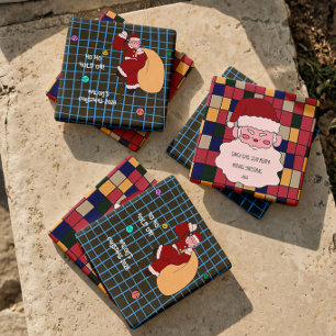 Cute Santa Merry Christmas Stone Coaster