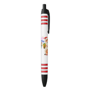 Cute Santa & Mrs. Claus Merry Christmas Greeting  Black Ink Pen