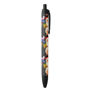 Cute Santa & Mrs. Claus Merry Christmas Greeting Black Ink Pen