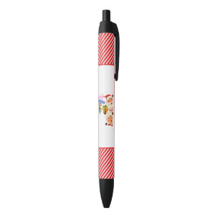 Cute Santa & Mrs. Claus Merry Christmas Greeting Black Ink Pen