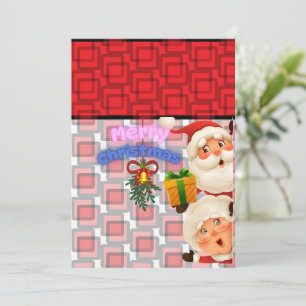 Cute Santa & Mrs. Claus Merry Christmas Greeting Holiday Card