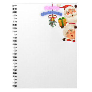 Cute Santa & Mrs. Claus Merry Christmas Greeting  Notebook