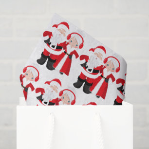 Cute Santa Mrs. Claus tiled party tissue Tissue Paper