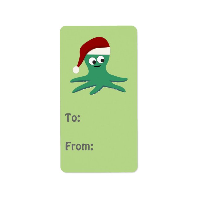 Cute Santa Octopus Label (Front)