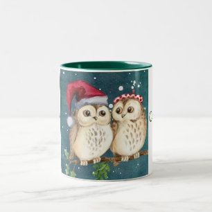 Cute  Santa Owls Two-Tone Coffee Mug