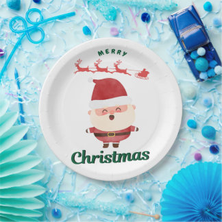 Cute Santa Paper Plate