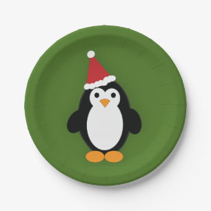 Cute Santa Penguin Paper Plate