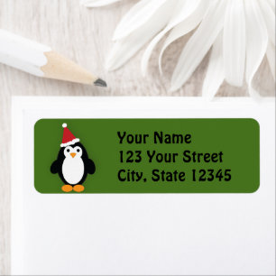Cute Santa Penguin Return Address Label