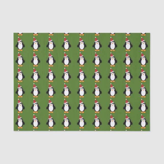 Cute Santa Penguin Tissue Paper (Front)