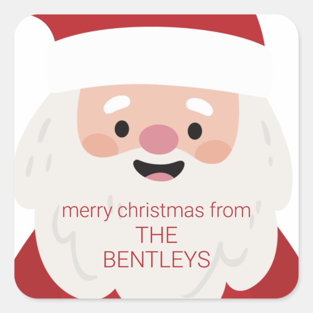 Cute Santa Personalised Christmas Gift Stickers (Front)