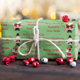 Cute Santa Personalised Merry Christmas From Santa Wrapping Paper
