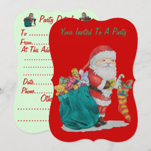 Cute santa picture delivering pressies christmas invitation