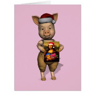 Cute Santa Piggie Showing Personalizable Image