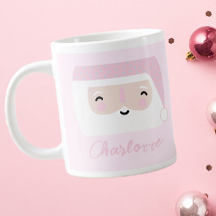 Cute Santa Pink Christmas  Large Coffee Mug