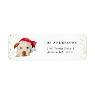 Cute Santa Pitbull Dog Return Address Return Address Label