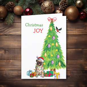 Cute Santa Pug and Holiday Tree Christmas