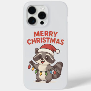 Cute Santa Raccoon Funny Christmas Lights Raccoon iPhone 15 Pro Max Case