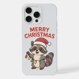 Cute Santa Raccoon Funny Christmas Lights Raccoon iPhone 15 Pro Max Case