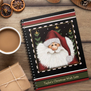 Cute Santa Red Green Christmas Kid’s Wish List Notebook