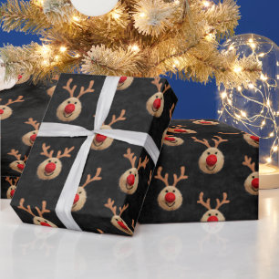 Cute Santa Reindeer Christmas Wrapping Paper